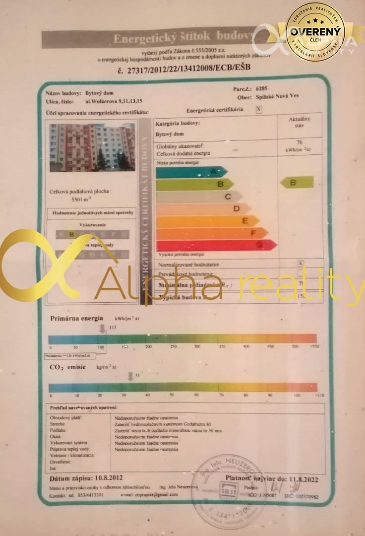 Rezervované: 3 izbový byt, sídlisko Mier, Spišská Nová Ves 