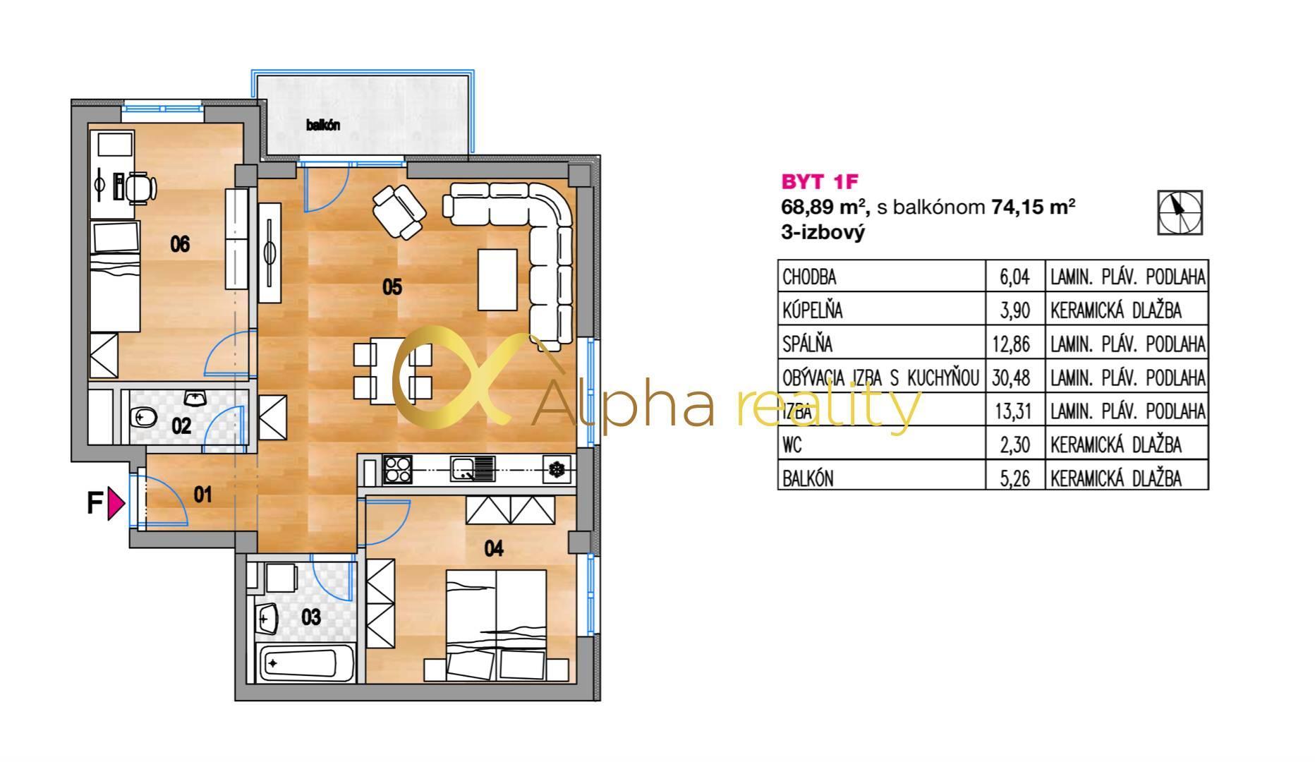 3 izbový byt s balkónom v novostavbe, námestie Iglovia, Sp.N.Ves